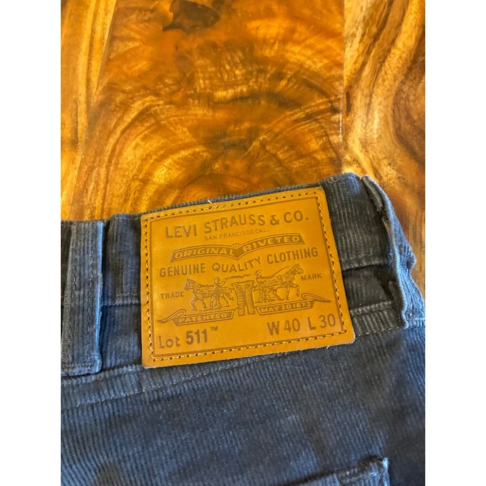 Levis 511 Slim Performance Corduroy Pants Navy Blue 40x30 Premium 2022 NWT